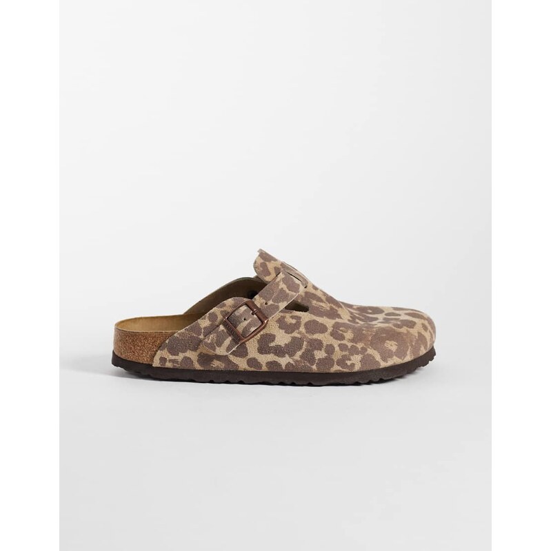 Birkenstock Boston narrow fit clogs in leopard print-Neutral