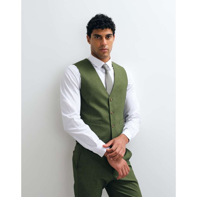 ASOS DESIGN skinny suit waistcoat in green