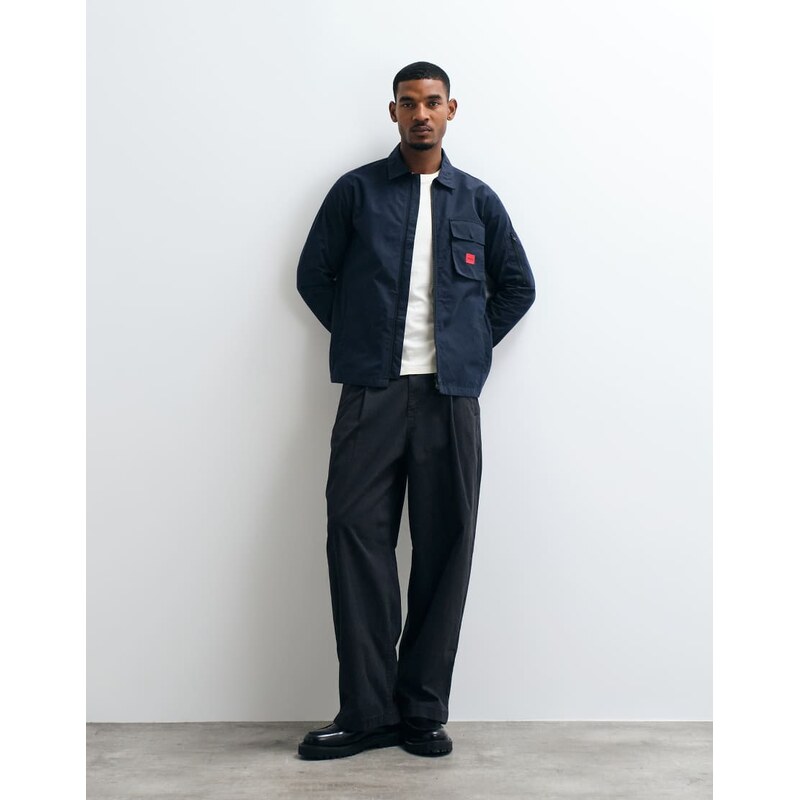 HUGO Red Edmund zip through overshirt in navy