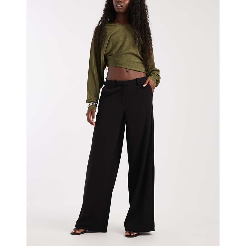 Vero Moda wide leg tailored trouser in black