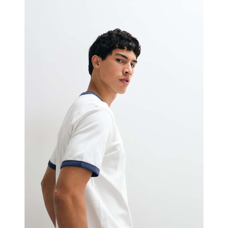 Jack & Jones regular ringer t-shirt in white and blue