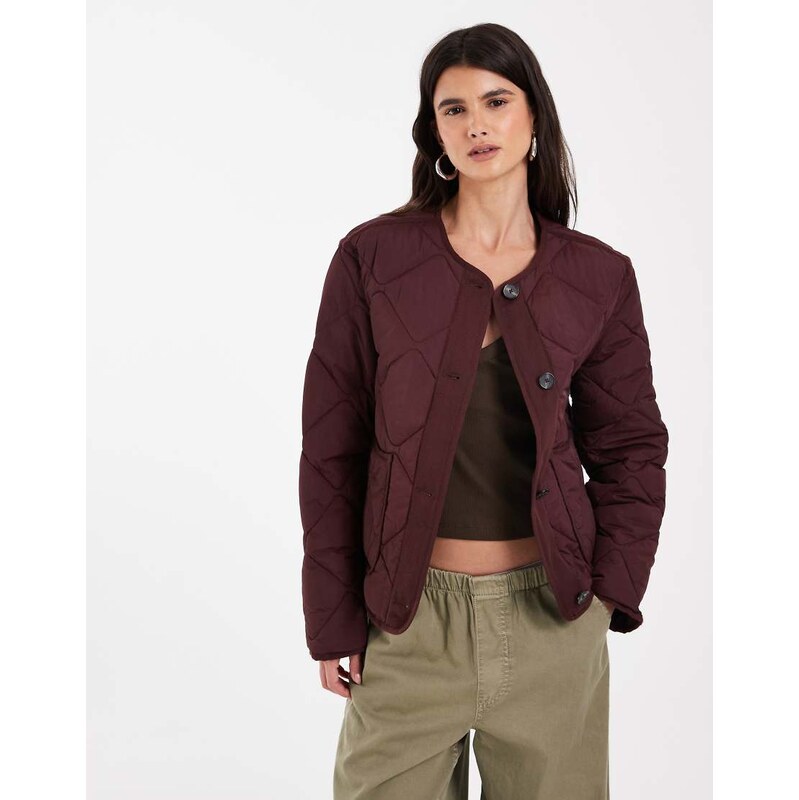 ONLY quilted jacket in dark burgundy-Red