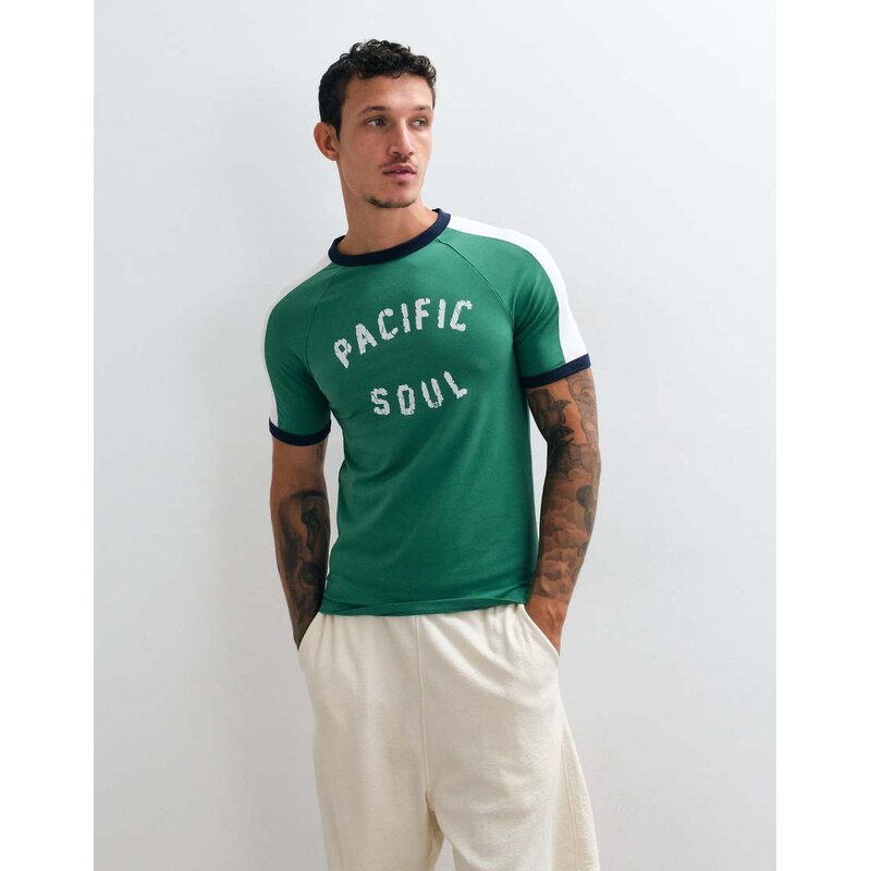 ASOS DESIGN muscle ringer t-shirt with distressed pacific soul
