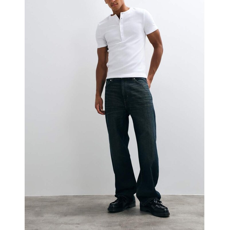 Weekday Galaxy loose fit baggy jeans in dark blue wash