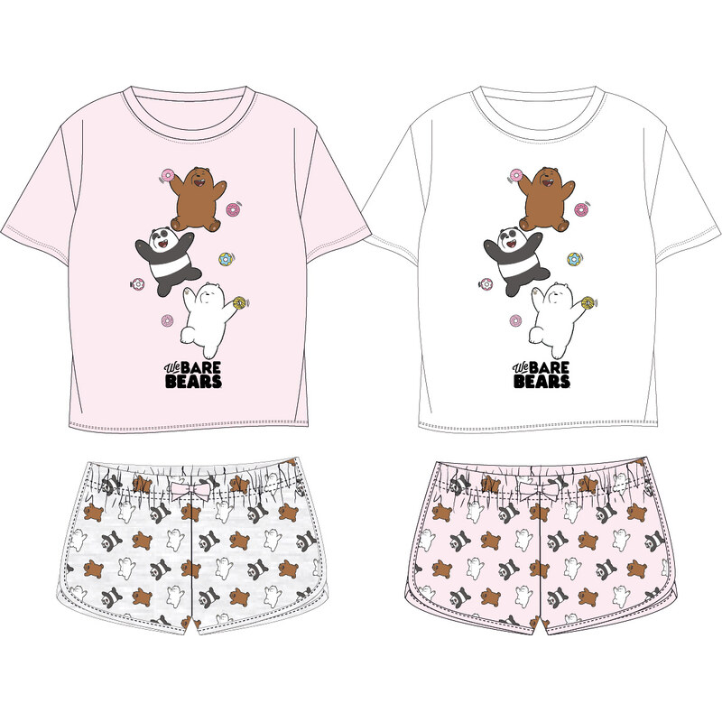 WE BARE BEARS Dívčí pyžamo - Mezi námi medvědy 5204755, bílá /