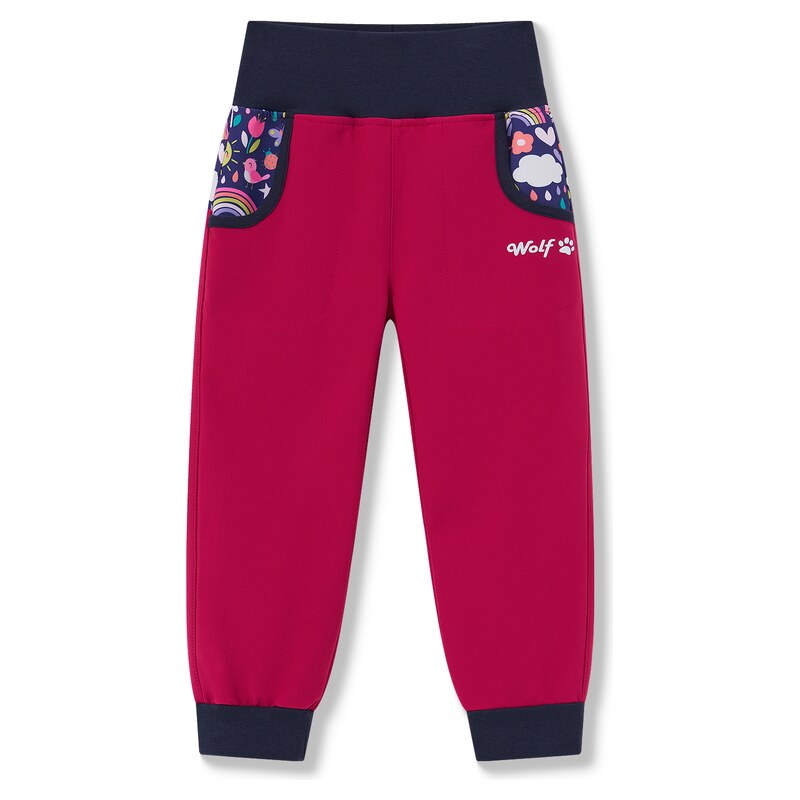 Dívčí softshellové kalhoty - Wolf B2581, růžová