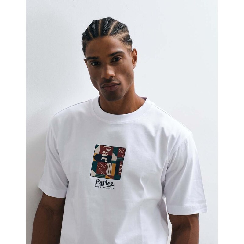 Parlez t-shirt with graphic chest print in white