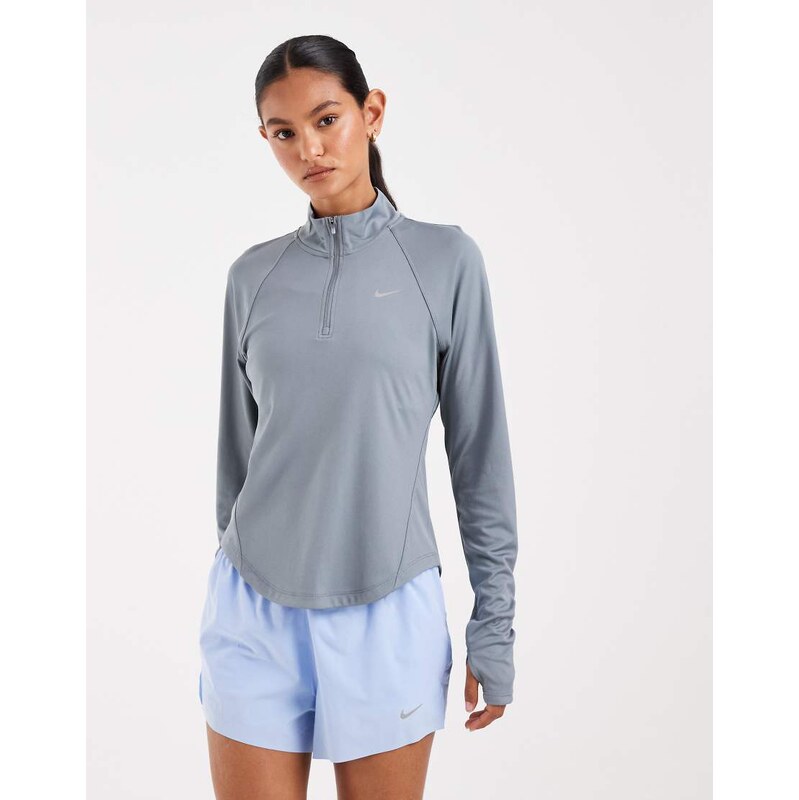 Nike Running Tempo Dri-FIT half zip long sleeve t-shirt in grey