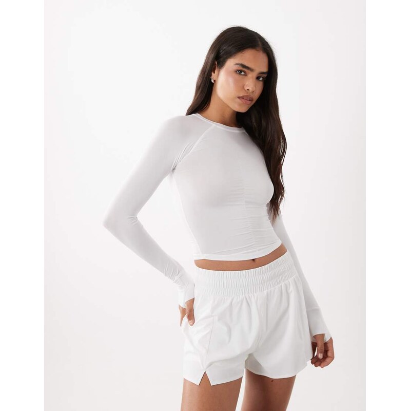 4505 lightweight active ruched front long sleeve running top in