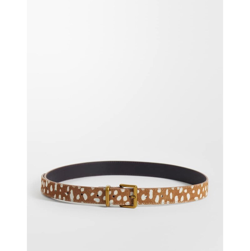 ASOS DESIGN ASOS DEISGN hair on leather belt with square buckle