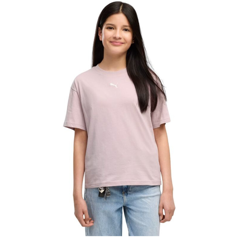 Dětské tričko Puma Ess Centered Cat Logo Boxy Tee, růžové,