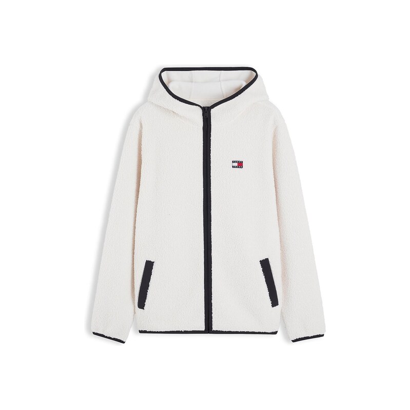Tommy Jeans Fleecová mikina krémová / černá
