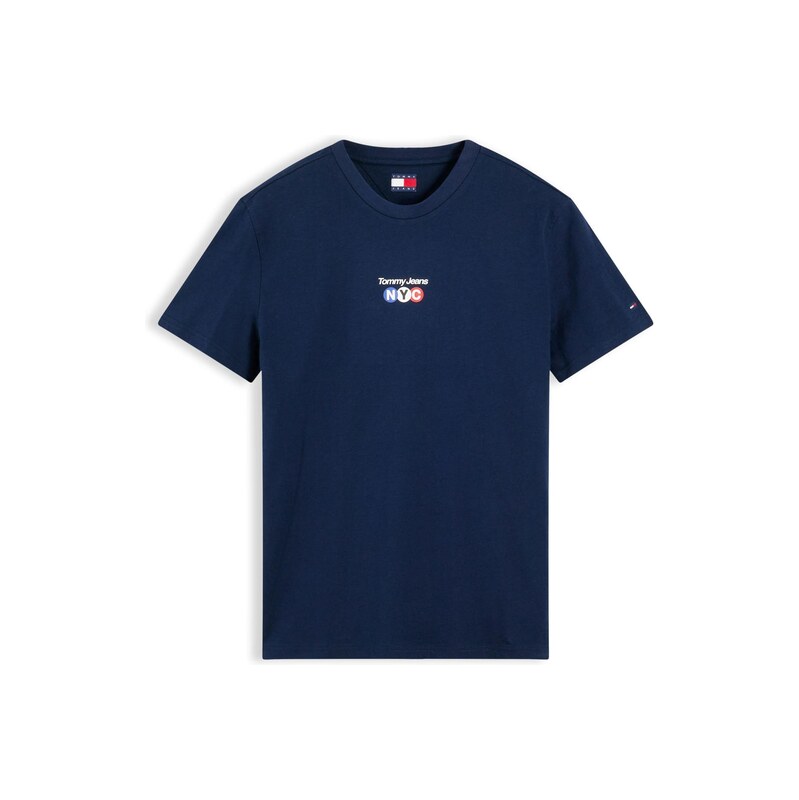 Tommy Jeans Tričko NYC azurová / tmavě modrá / jasně červená /