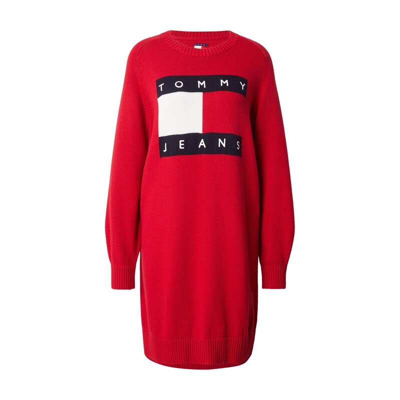 Tommy Jeans Úpletové šaty námořnická modř / červená / bílá