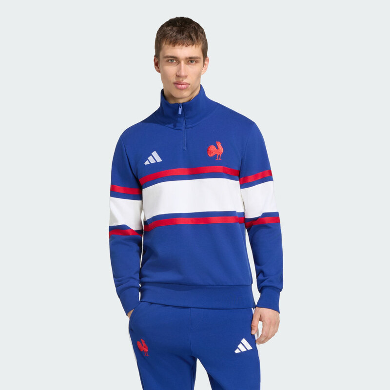 Adidas Cestovní mikina s částečným zapínáním na zip France Rugby