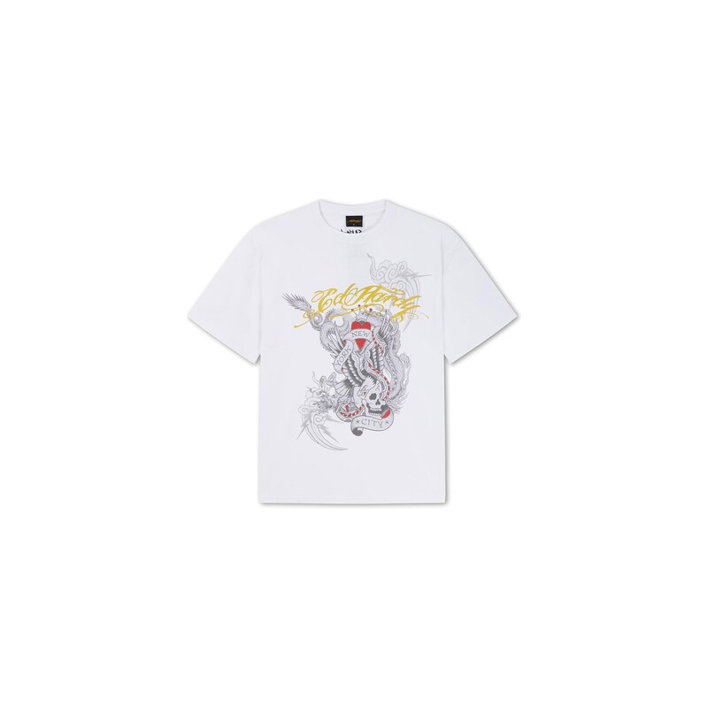 Ed Hardy Tričko Storming New York žlutá / šedá / bílá