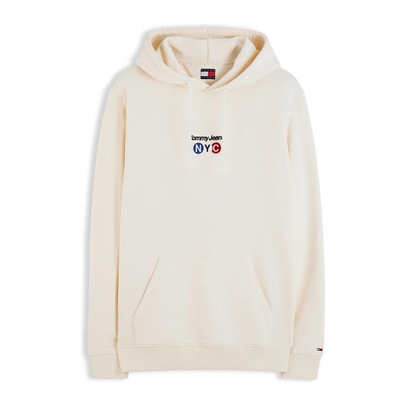 Tommy Jeans Mikina NYC krémová / modrá / červená / černá