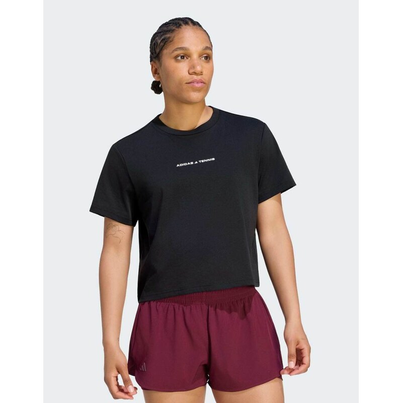 adidas performance Tennis culture graphic t.shirt in black