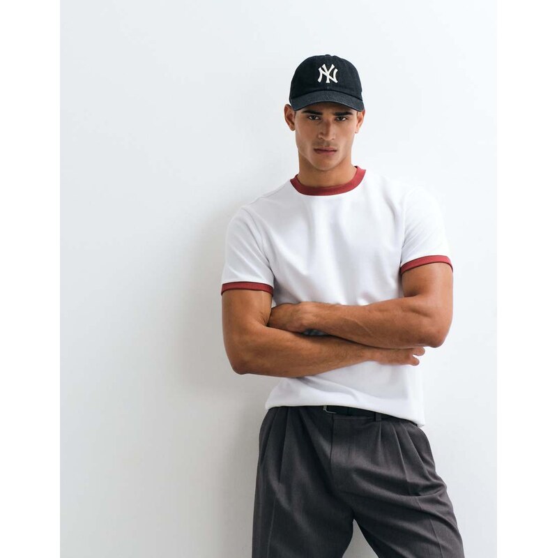 ASOS DESIGN breatheMAX regular fit ringer t-shirt in white and