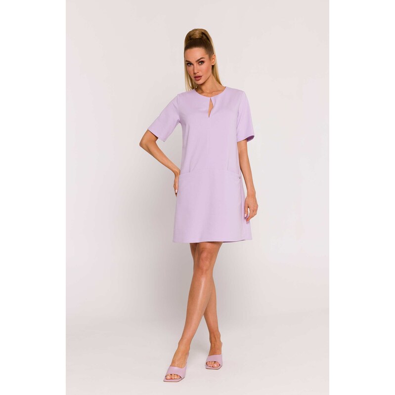 Made Of Emotion Womans Trapeze dress with front pockets - light
