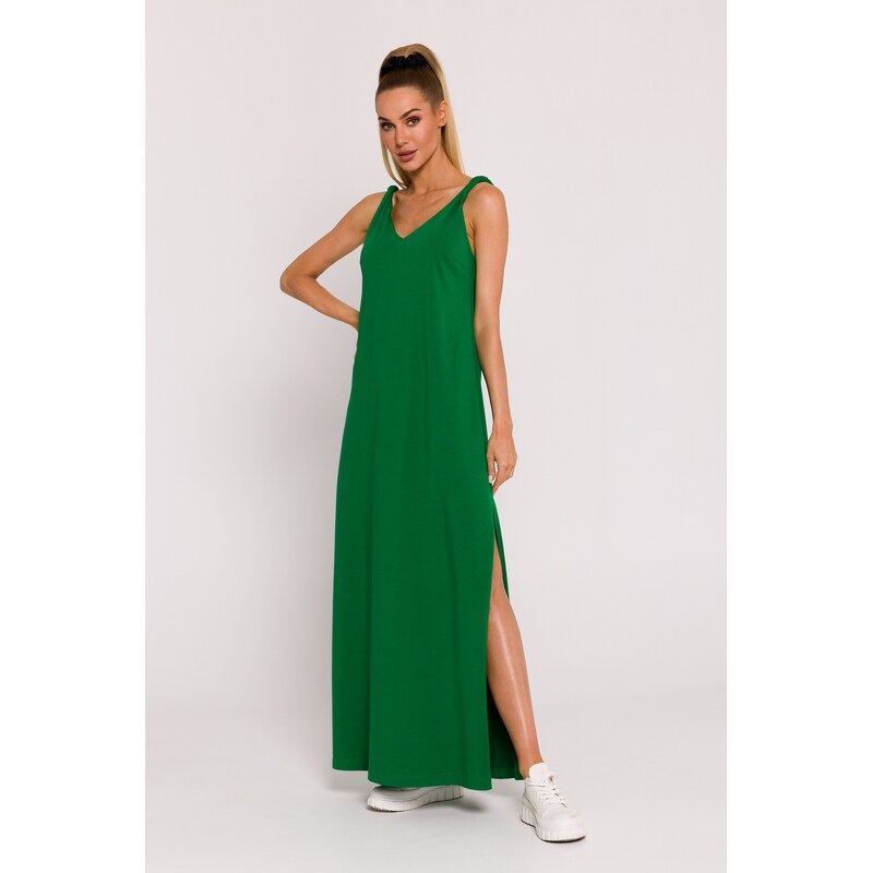 Made Of Emotion Womans Deep V-neck maxi dress - green