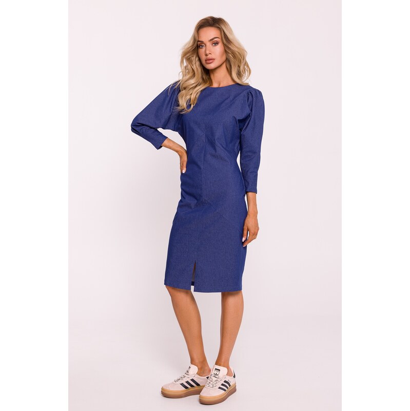 Made Of Emotion Womans Puff sleeve dress - blue