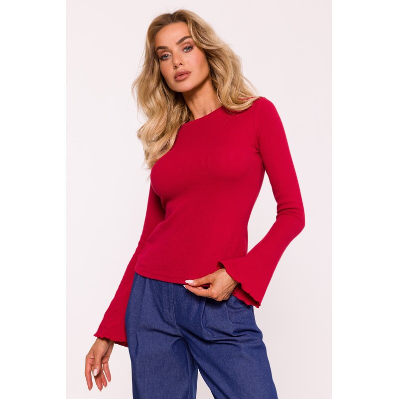 Made Of Emotion Womans Ribbed longsleeved top - red