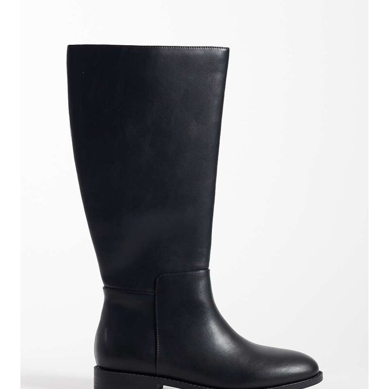 London Rebel Wide Fit Paloma refined riding boots in black