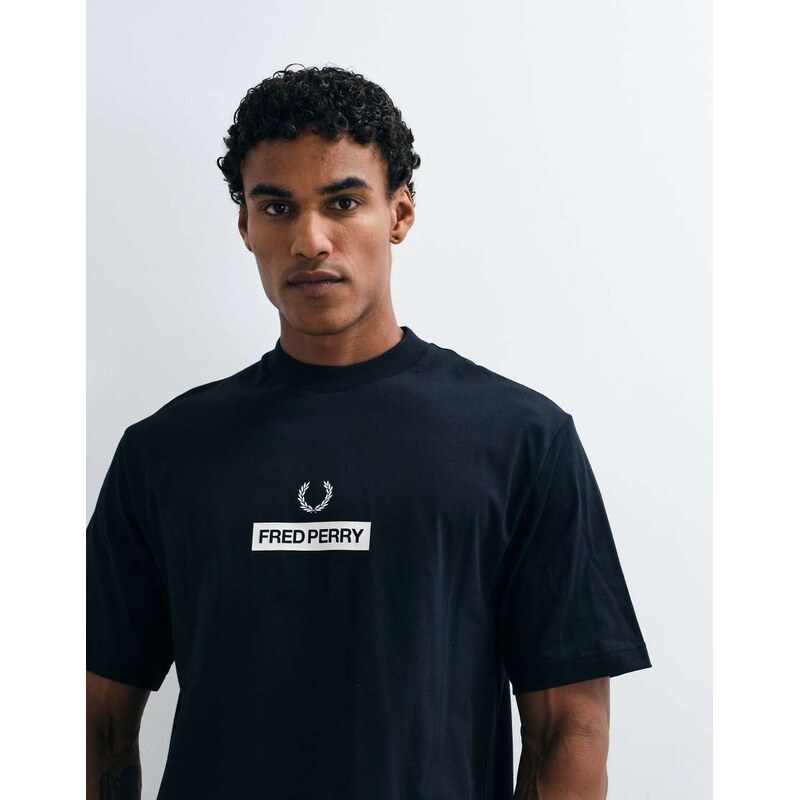 Fred Perry graphic logo t-shirt in navy