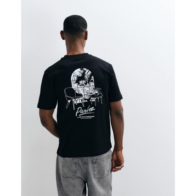 Parlez t-shirt with graphic back print in black