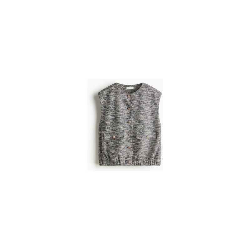 H&M - Oversized vesta z úpletu buklé - Tlumeně Šedý Melír