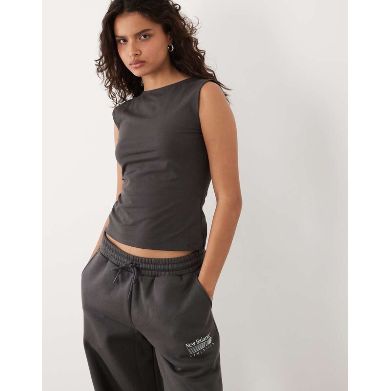 New Balance open-back fitted tank top in black