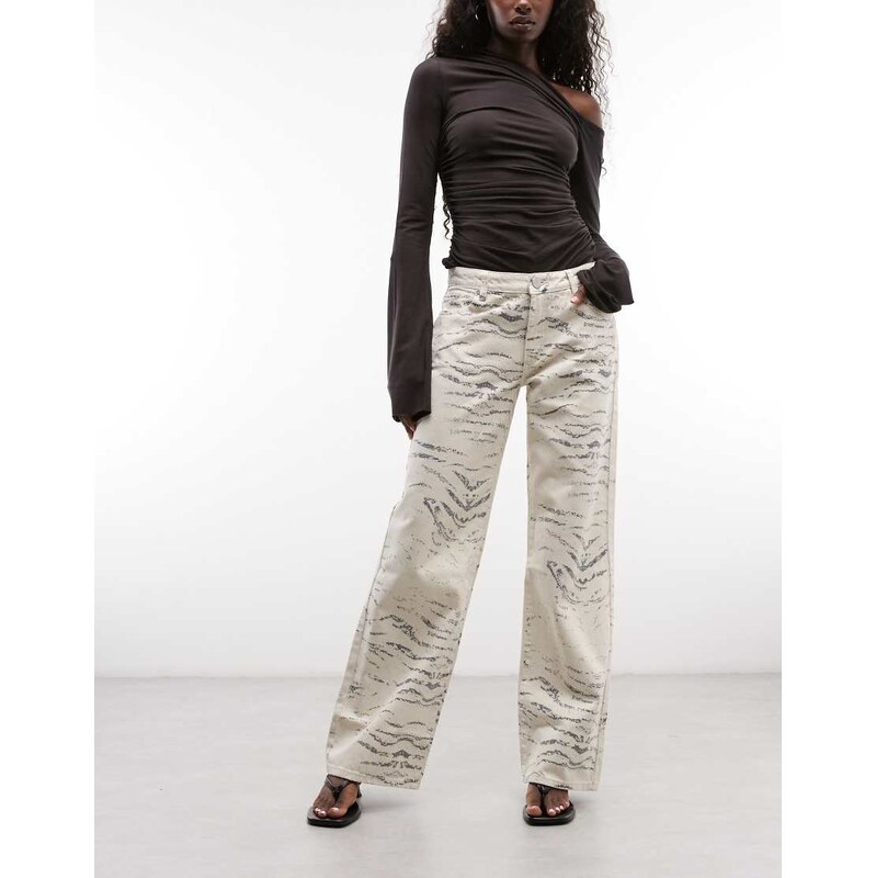 Abrand Jeans 99 baggy jeans in cream zebra print-Neutral