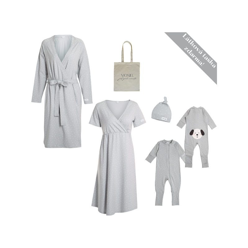 Moniel souprava do porodnice pro maminku a miminko Newborn Dots