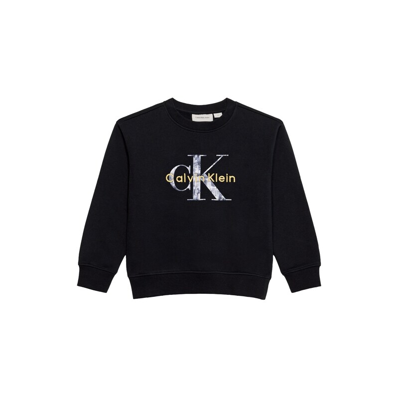Calvin Klein Jeans Mikina chladná modrá / zlatě žlutá / černá /