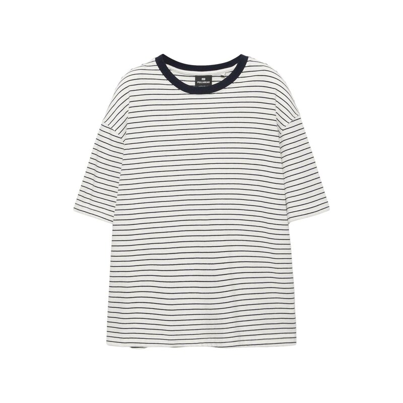 Pull&Bear Tričko marine modrá / bílá