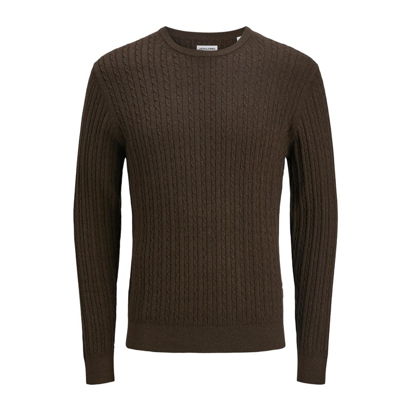 JACK & JONES Svetr JJEEMIL tmavě hnědá