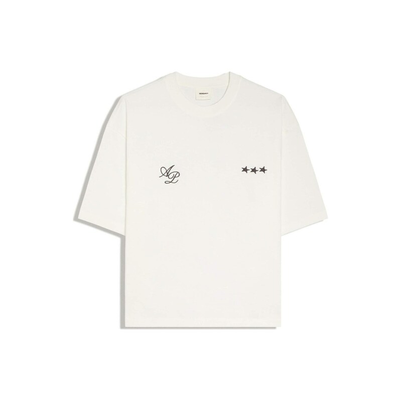 Bershka Tričko černá / bílá