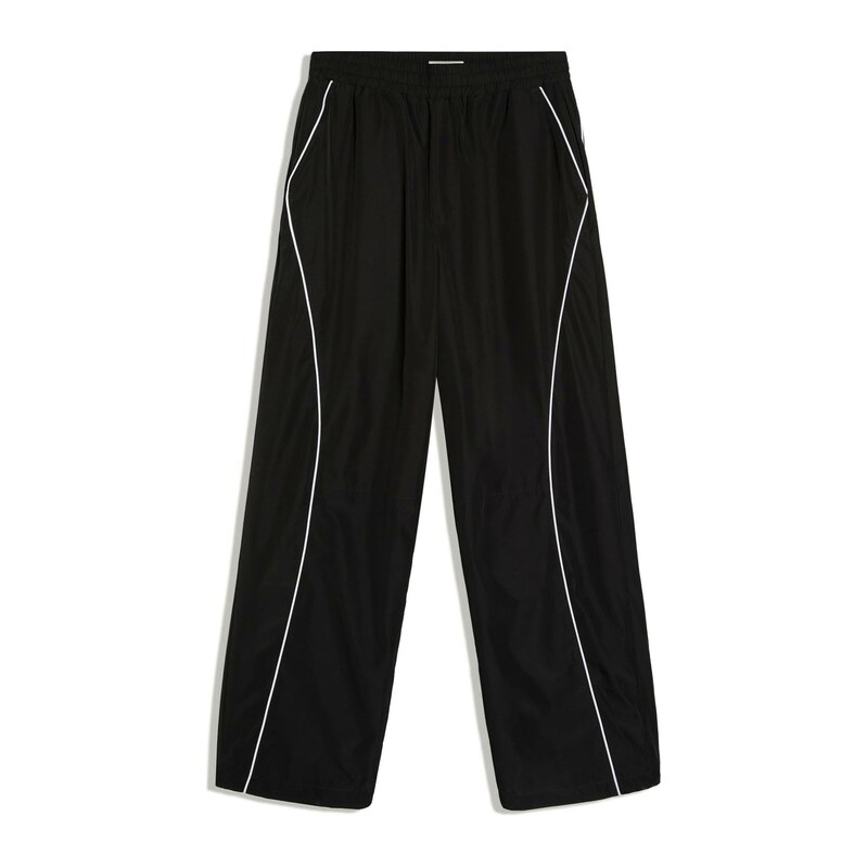 Bershka Kalhoty černá / bílá