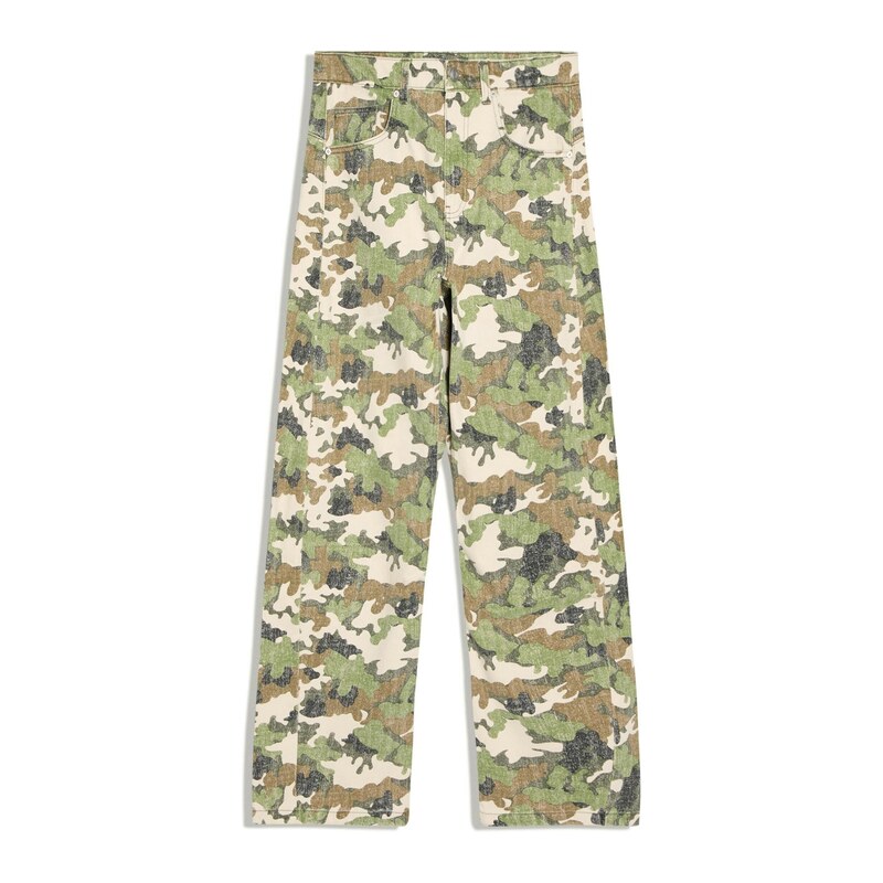 Bershka Džíny krémová / hnědá / olivová / černá