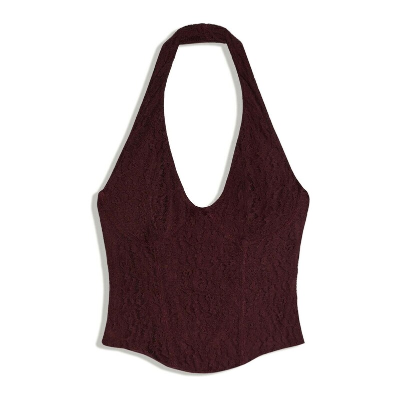Bershka Top burgundská červeň