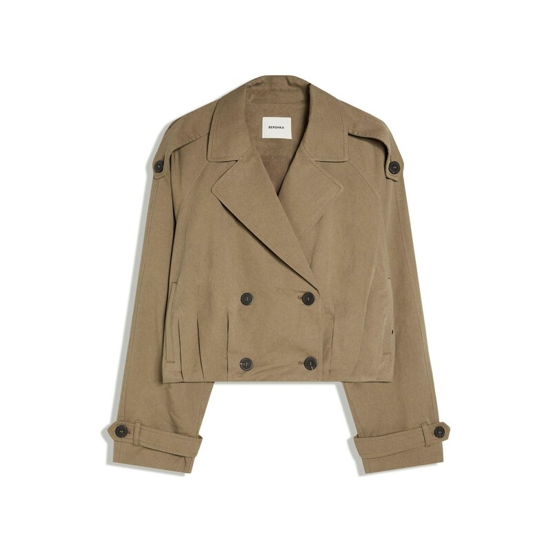 Bershka Přechodný kabát šedobéžová