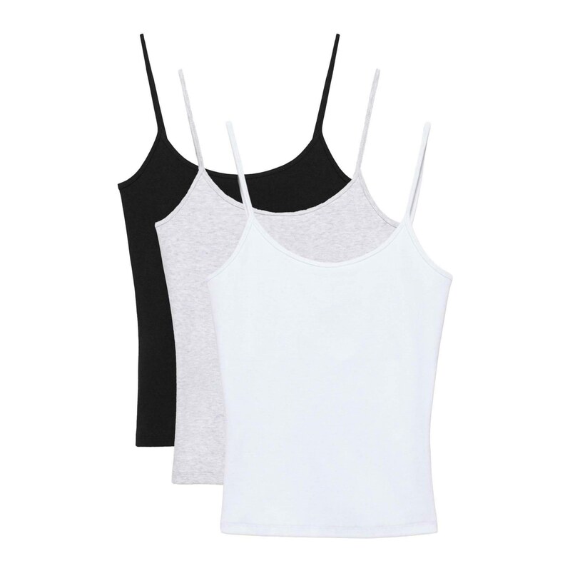 Pull&Bear Top šedý melír / černá / bílá