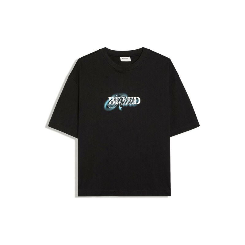 Bershka Tričko svítivě modrá / černá / bílá