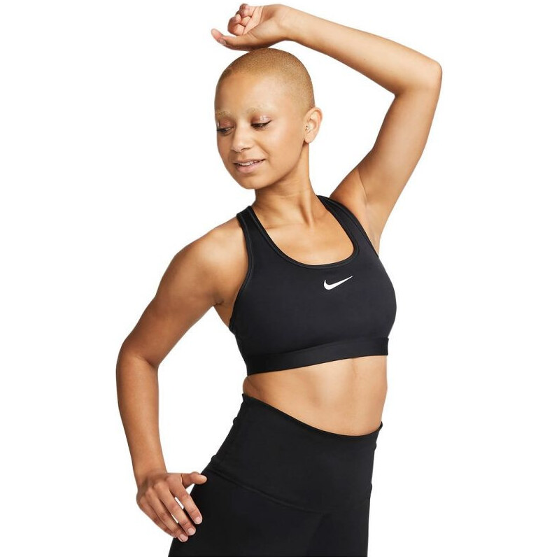 Sportovní podprsenka Nike Swoosh Nesium Support, černá, DX6821