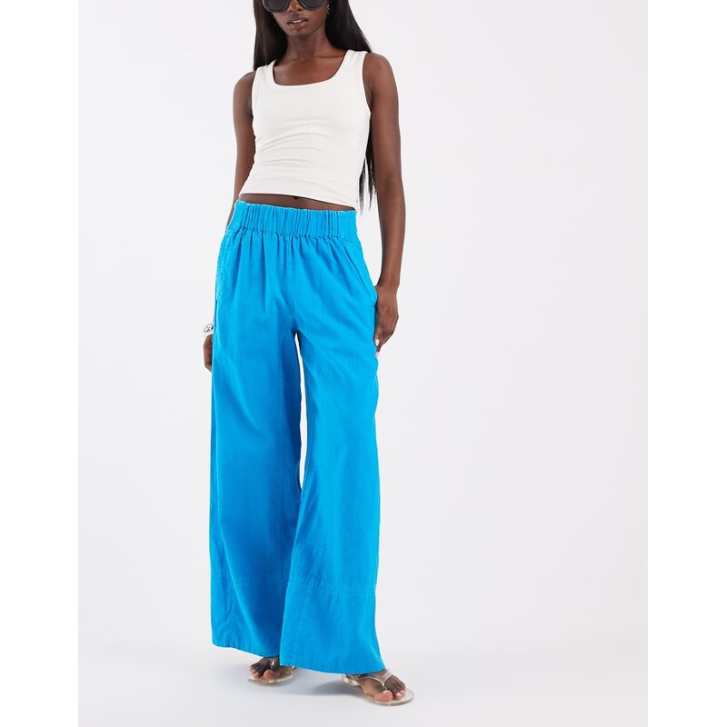 Free People days end cotton pull on pants in hawaian ocean-Blue