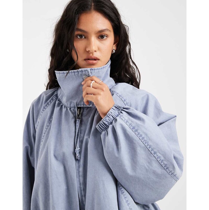 Free People Chelsea jacket in flint stone-Blue