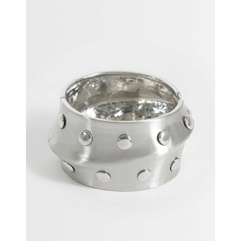 Reclaimed Vintage silver cuff bangle with stud detail