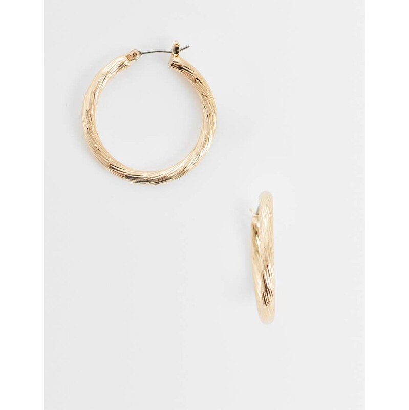 ASOS DESIGN hoop earrings with twisted design in gold tone