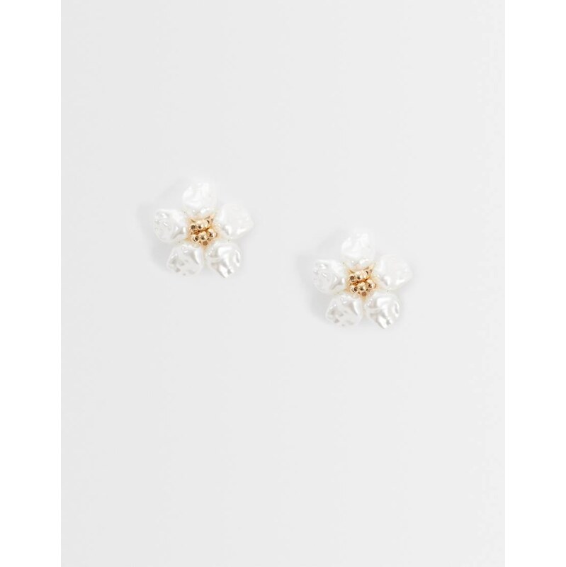 ASOS DESIGN small stud earrings with faux pearl detail in gold